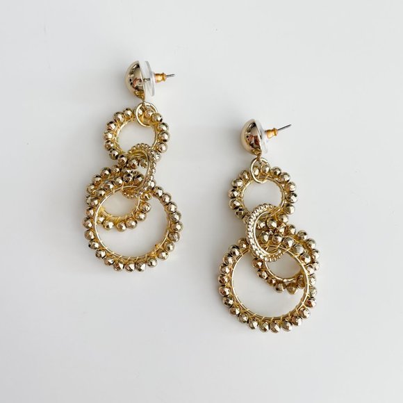 J. Crew Factory Jewelry - J. Crew Factory Beaded Interlocking Hoop Earrings (Gold Multi)